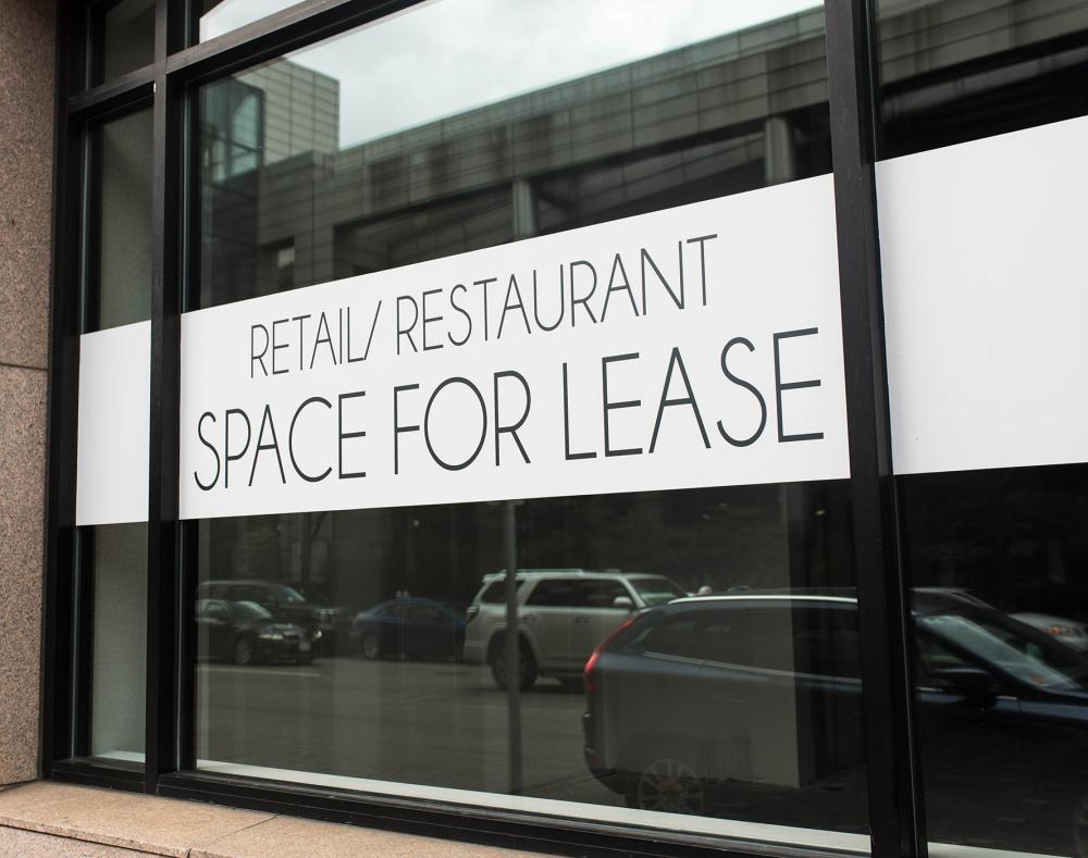 Commercial real estate retail/restaurant space for lease in busy city.