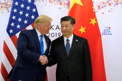 U.S. President Donald Trump shakes hands with China's President Xi Jinping before starting their bilateral meeting during the G20 leaders summit in Osaka, Japan, June 29, 2019. REUTERS/Kevin Lamarque