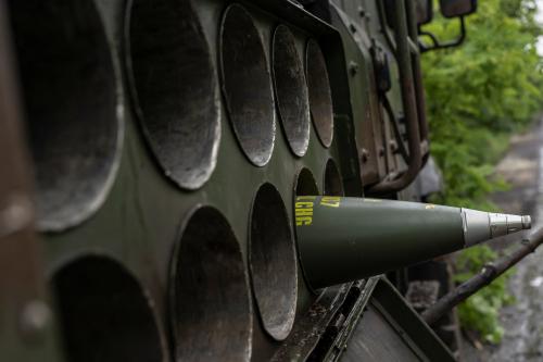 A shell in an ammo compartment of a Caesar self-propelled howitzer of the 55th Separate Artillery Brigade, amid Russia's attack on Ukraine, near the town of Avdiivka in Donetsk region, Ukraine May 31, 2023.