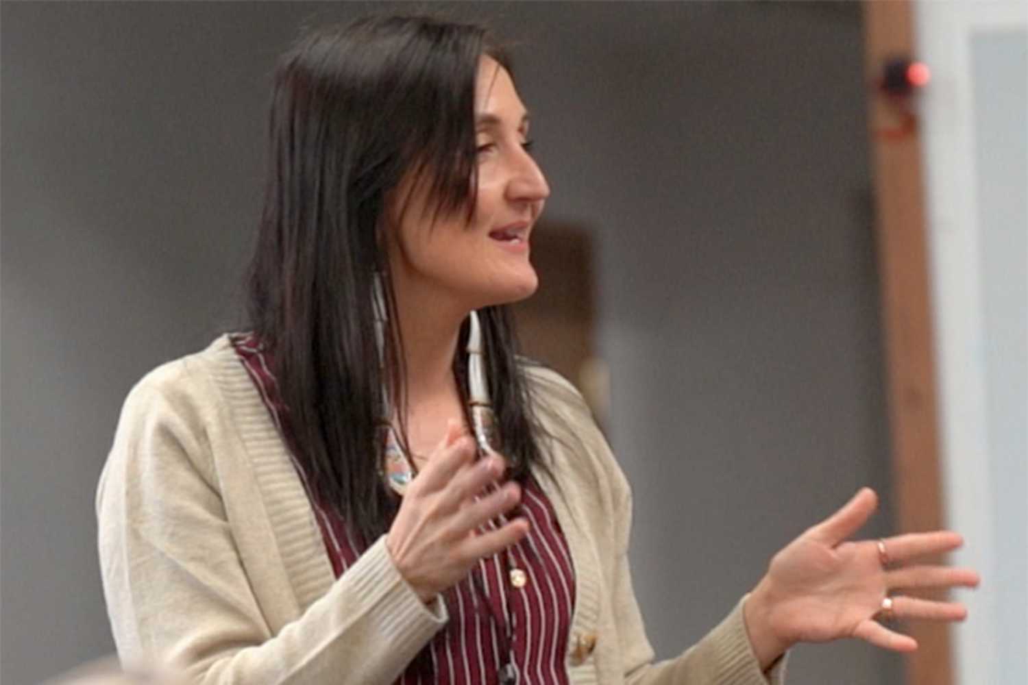 Lakota Vogel, Executive Director of Four Bands Community Fund, Emcees during the Mountain | Plains Indigenous Finance Gathering