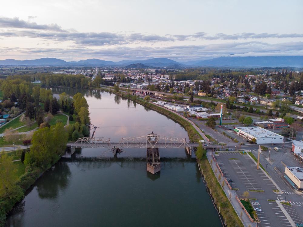 Blue waters in the Skagit river eye perspective, March 2 - 2020, Mount Vernon Wa