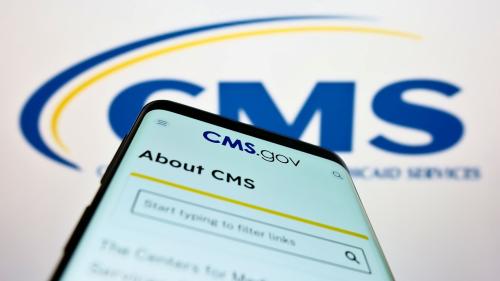 CMS website and logo on screen