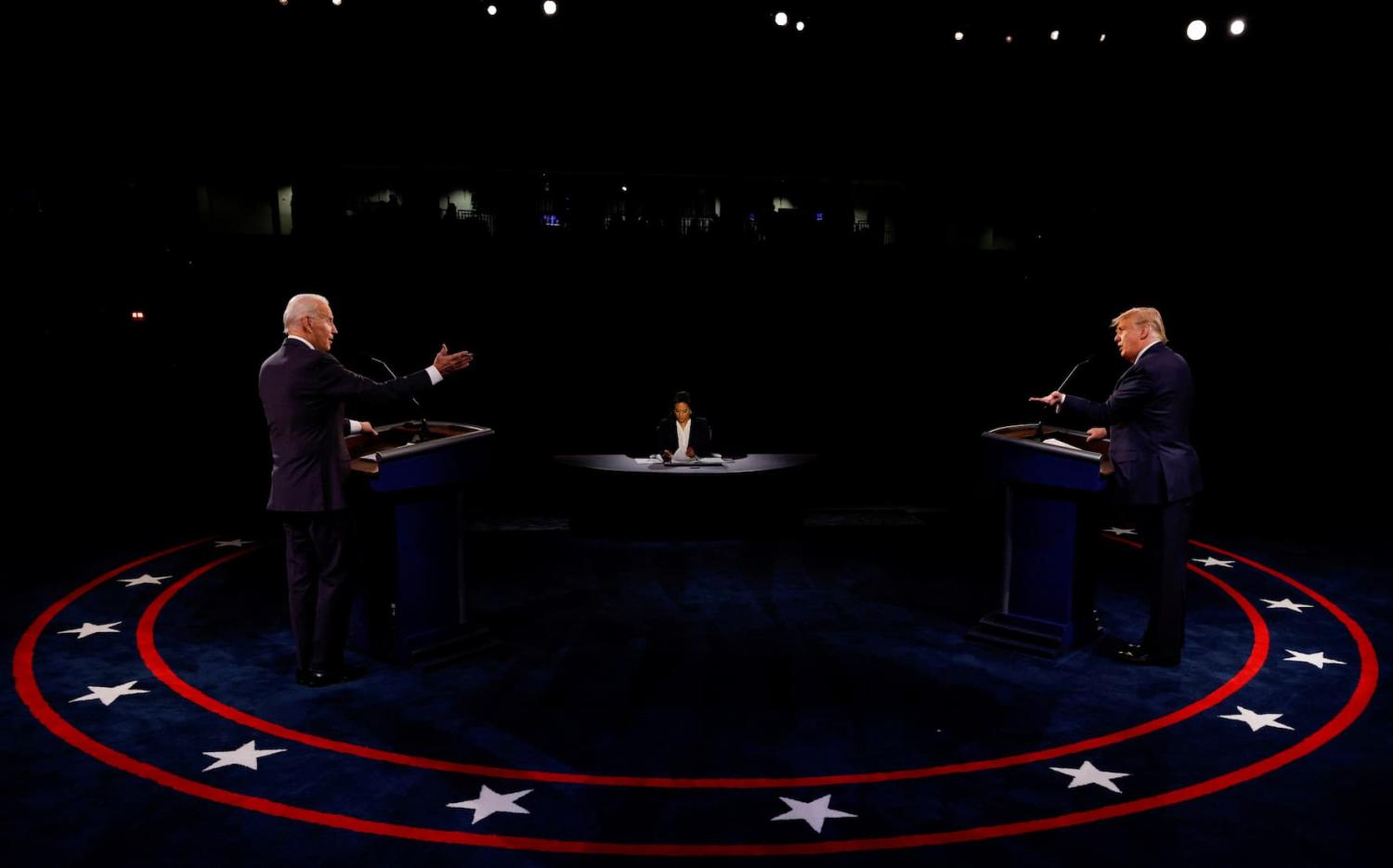 FILE PHOTO: Democratic presidential nominee Joe Biden and U.S. President Donald Trump participate in their second 2020 presidential campaign debate at Belmont University in Nashville, Tennessee, U.S., October 22, 2020. REUTERS/Jim Bourg/Pool/File Photo
