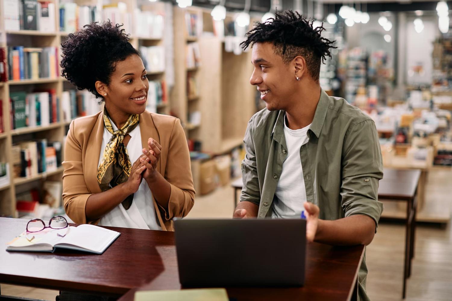 College student offers one-on-one tutoring to high school student.