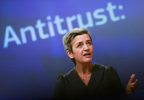 Margrethe Vestager, European Commission Executive Vice President, speaks at a news conference in Brussels, Belgium, February 10, 2021.