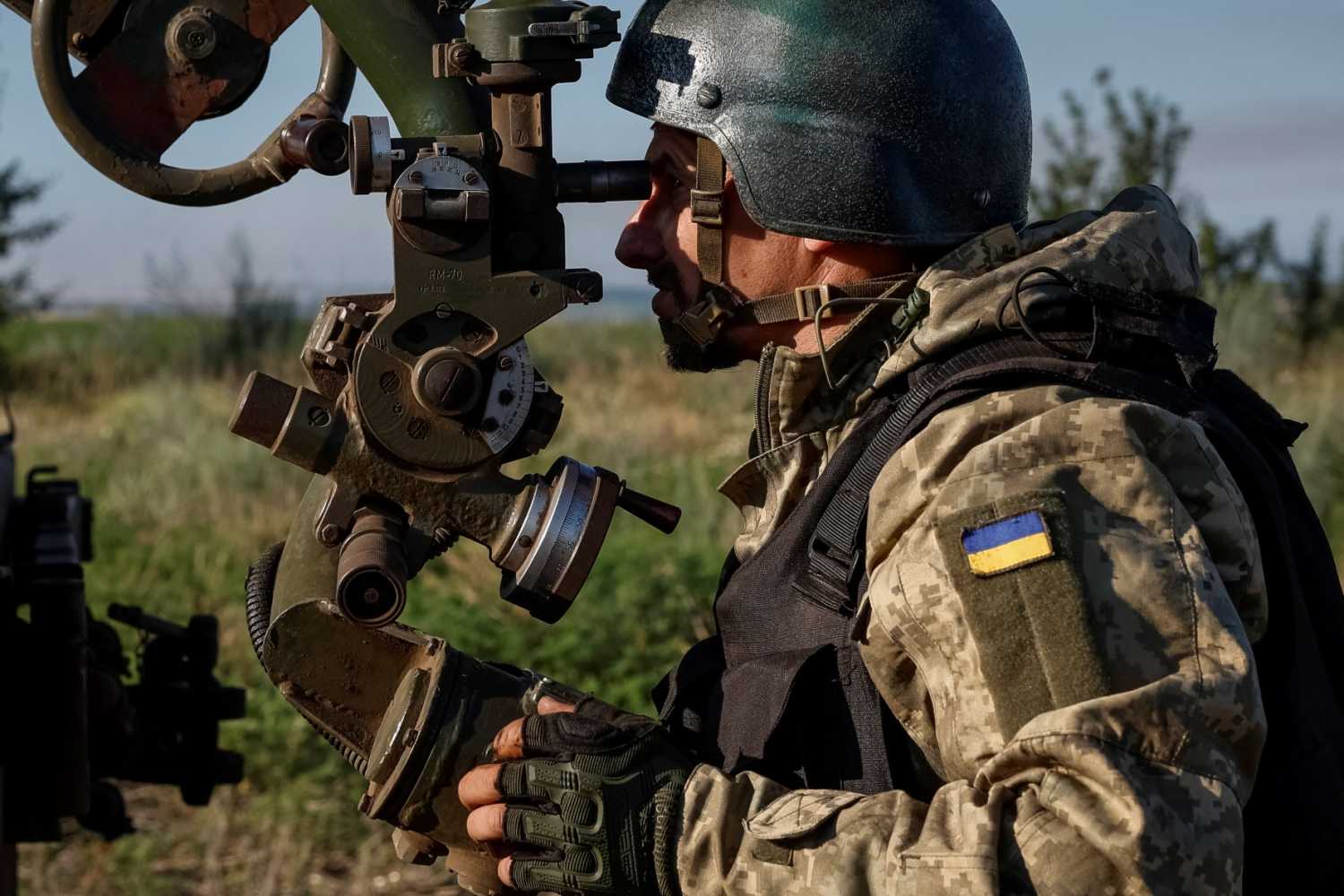 A Ukrainian serviceman of the 110th Colonel-General Marko Bezruchko Separate Mechanized Brigade prepares to fire an RM-70 Vampire multiple launch rocket system toward Russian troops, amid Russia's attack on Ukraine, at a position near a front line in Donetsk region, Ukraine, June 30, 2024.