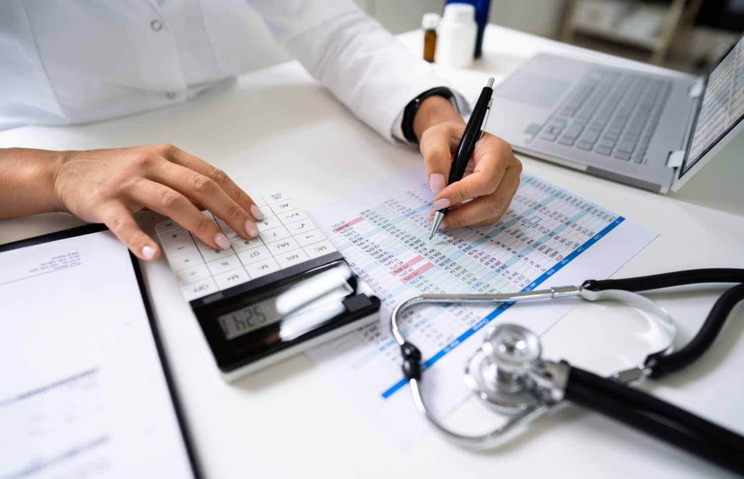 Doctor with medical bills