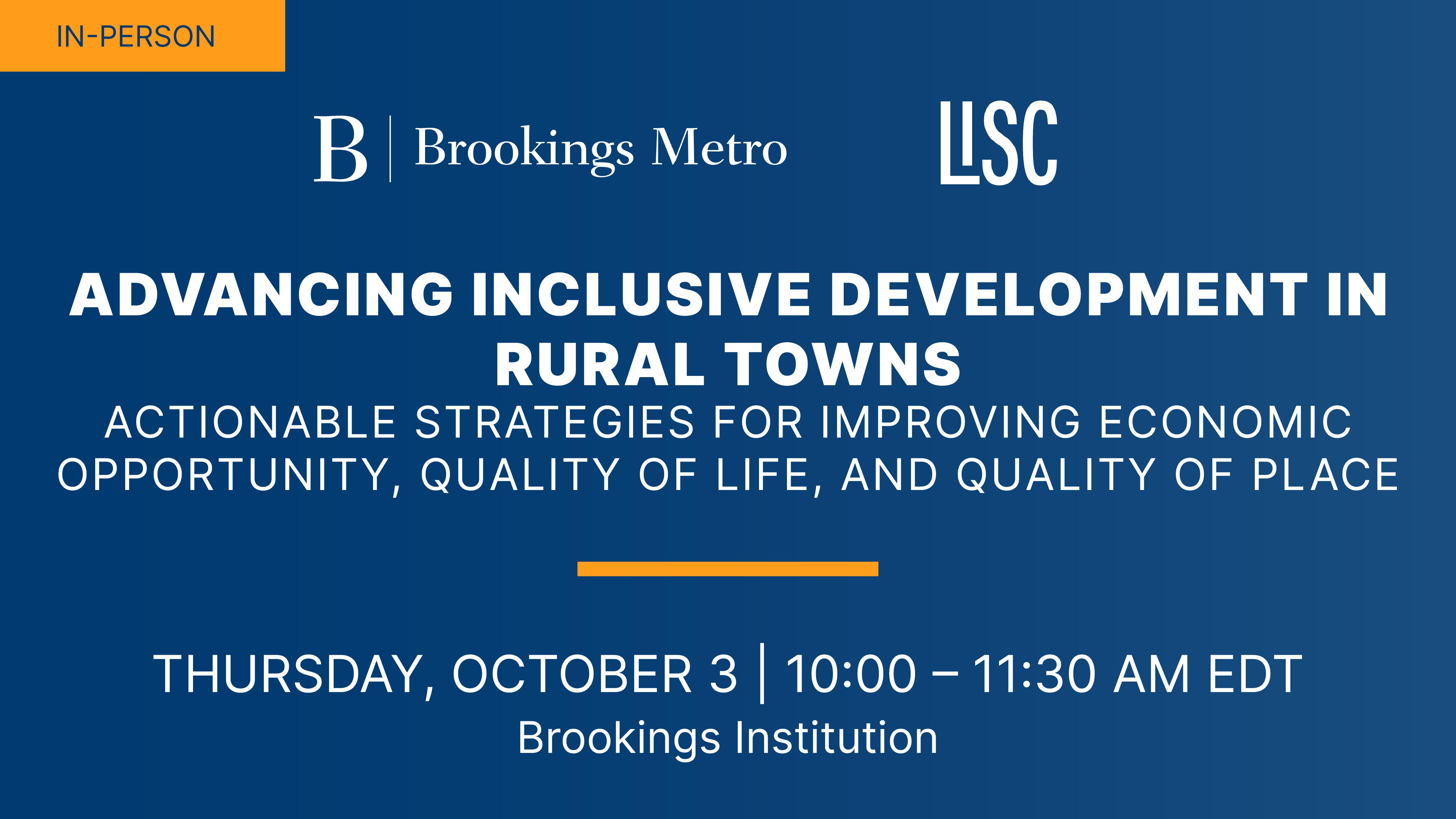 All Inclusive Rural Development Advancing inclusive development in rural towns | Brookings