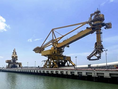 A picture shows Matarbari port under construction in Matarbari, Cox's Bazar District, Bangladesh on Sep. 26, 2023.