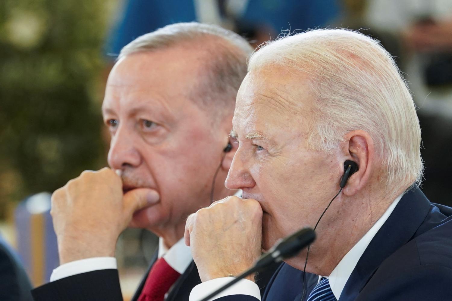 U.S. President Joe Biden and Turkey's President Recep Tayyip Erdogan attend the second day of the G7 summit in Borgo Egnazia, Italy June 14, 2024.