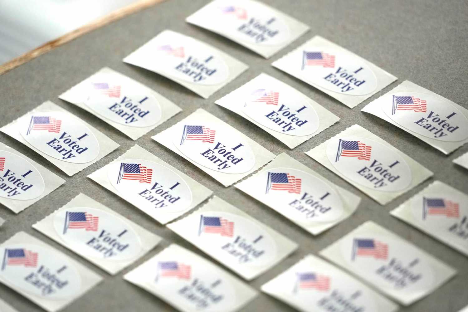 "I voted early" stickers are available as part of early voting at the Frank P. Zeidler Municipal Building on North Broadway in Milwaukee on Tuesday, July 30, 2024.