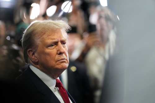 Former President Donald Trump speaks with reporters in the spin room at the Pennsylvania Convention Center after the ABC News Presidential Debate between him and Vice President Kamala Harris in Philadelphia, PA on Tuesday, Sept. 10, 2024.