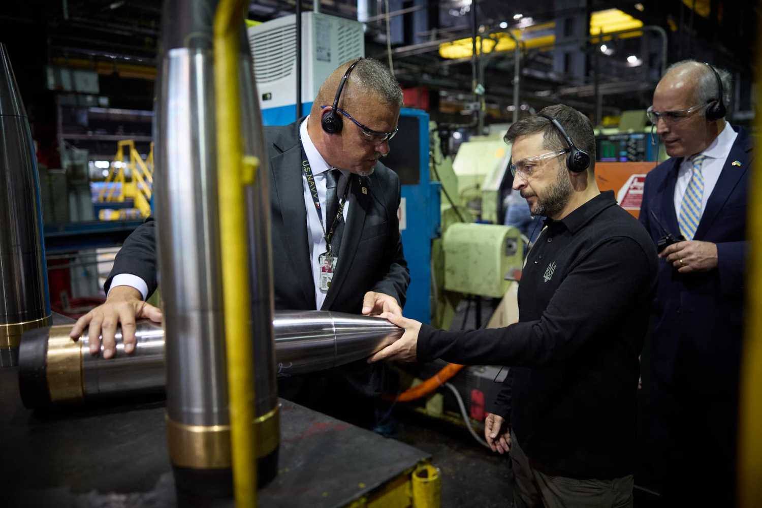 Ukrainian President Volodymyr Zelensky receiving a tour of the Scranton Army Ammunition Plant by Rich Hansen, the Commander's Representative at Scranton Army Ammunition Plant in Scranton, PA, USA, September 22, 2024.