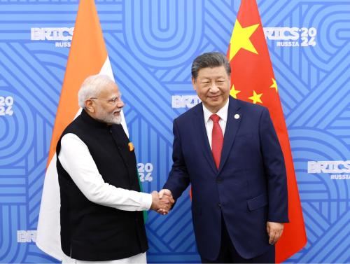 Chinese President Xi Jinping and India Prime Minister Narendra Modi meet on the sidelines of the BRICS summit in Kazan, Russia October 23, 2024.