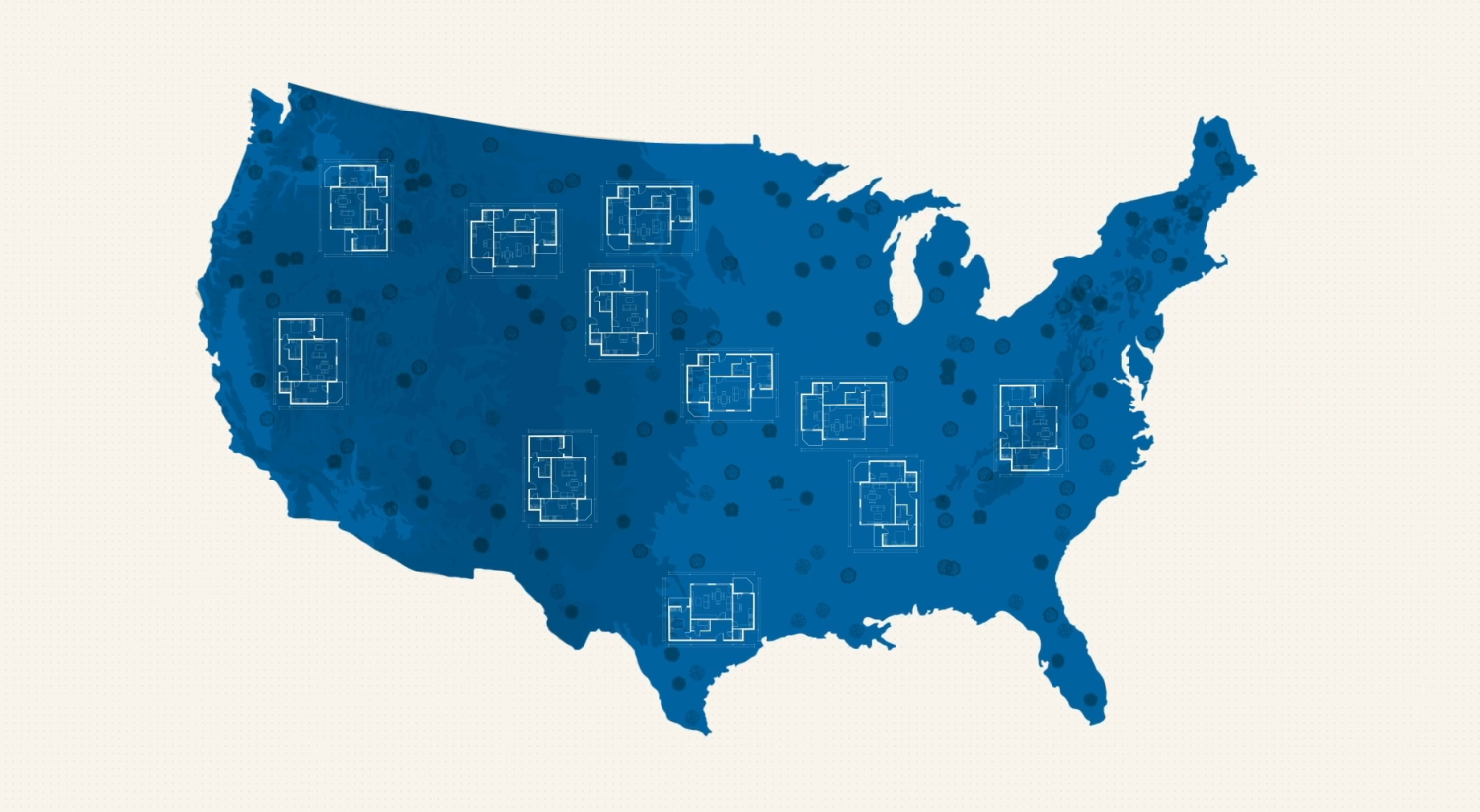 Illustration of housing across the US.