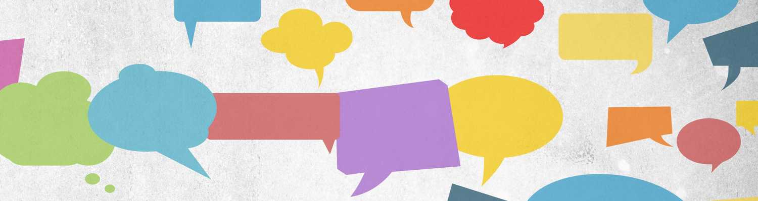 A collection of speech bubbles in multiple colors