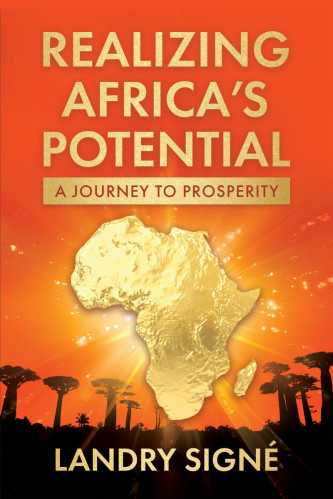 Book cover showing the African continent over trees silhouetted against an orange sky