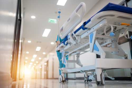 Gurney in the hallway of a hospital