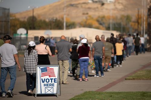Sparks, Nevada / USA - November 4 2020: Voters in the State of Nevada go to the polls on Election Day 2020. Washoe County, Nevada is the battleground county in the battleground, swing state.