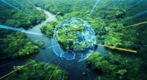 Tropical dense forest and with glowing brain overlay.