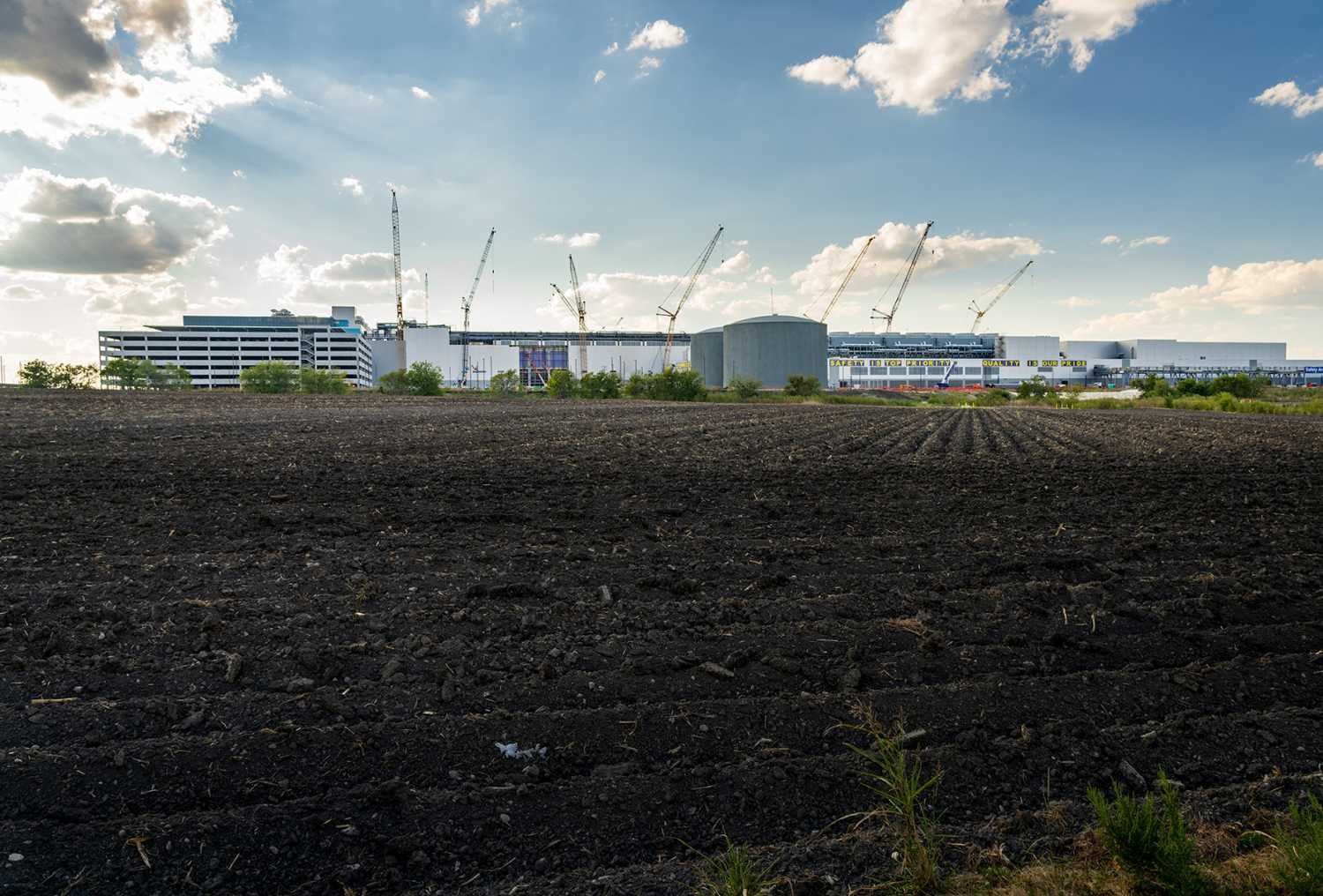 Taylor, TX - 5 October 2024: Construction of massive Samsung semiconductor fab manufacturing facility near Austin in Texas