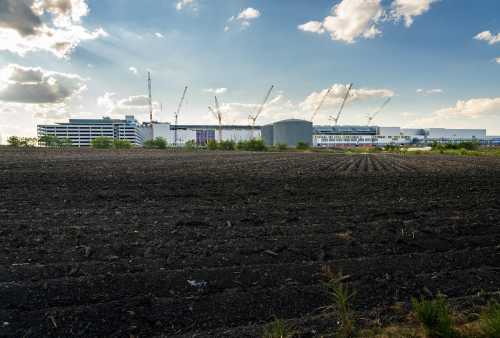 Taylor, TX - 5 October 2024: Construction of massive Samsung semiconductor fab manufacturing facility near Austin in Texas