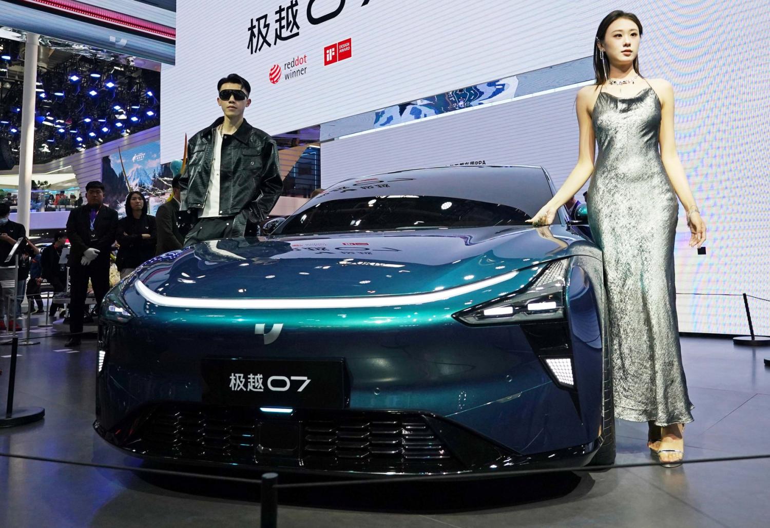 The Ji Yue 07 is displayed during the Beijing Motor Show in Beijing, China on April 25, 2024.