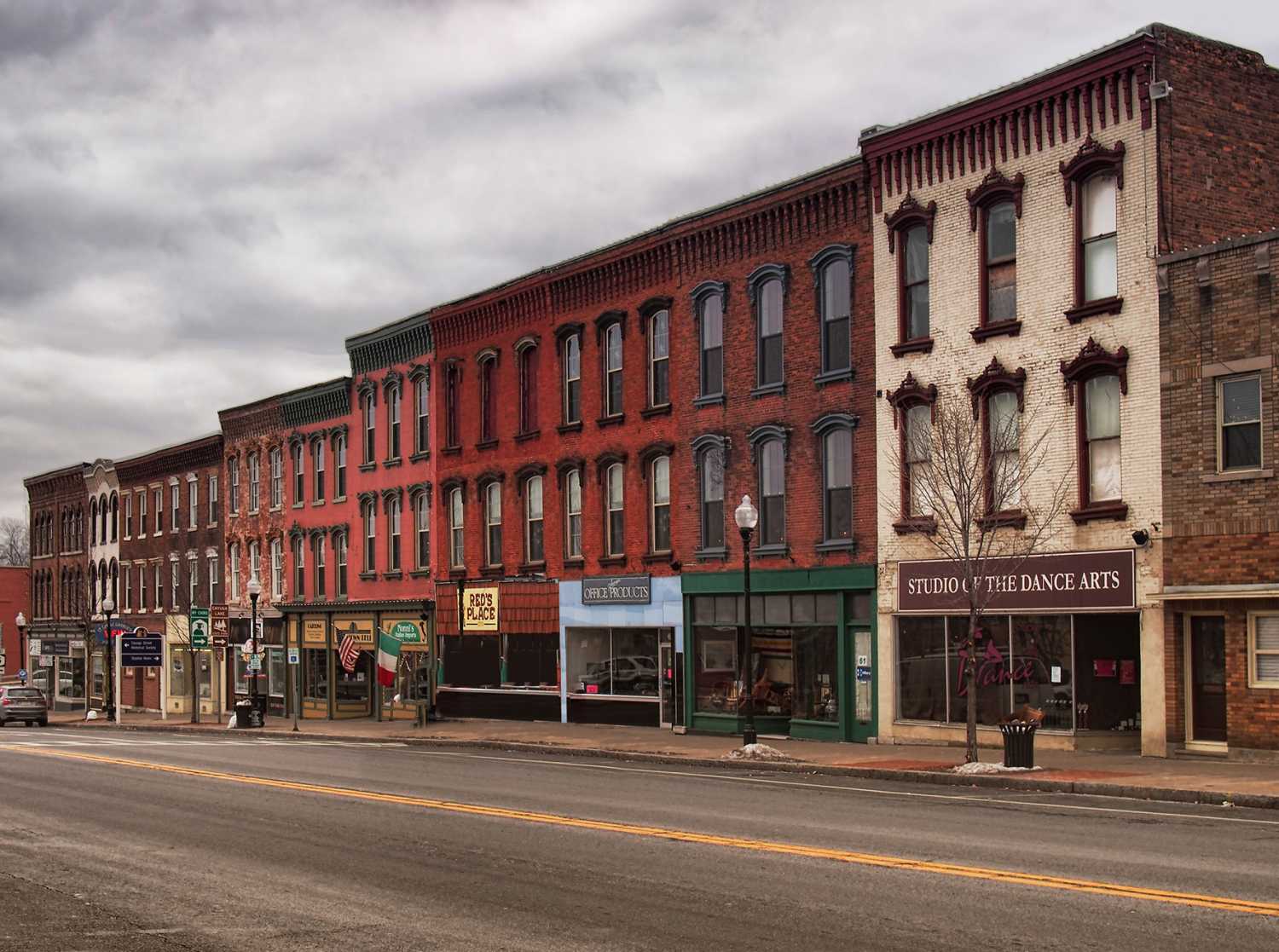 WATERLOO, UNITED STATES - Jun 15, 2021: View of the small town of Waterloo in upstate New York on an overcast day
