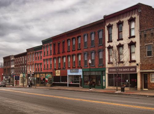 WATERLOO, UNITED STATES - Jun 15, 2021: View of the small town of Waterloo in upstate New York on an overcast day