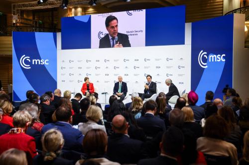 U.S. Senator Lindsey Graham (R-SC), U.S. Senator Jeanne Shaheen (D-NH), Munich Security Conference (MSC) chairman Wolfgang Ischinger and NATO Secretary General Mark Rutte attend the Munich Security Conference (MSC) in Munich, Germany, February 15, 2025.