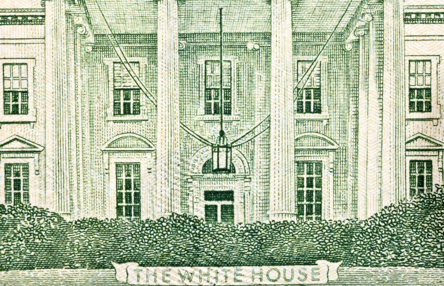 Zoomed in White House on a dollar bill
