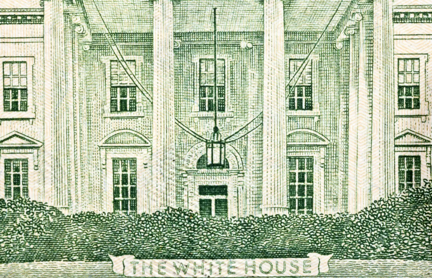 Zoomed in White House on a dollar bill