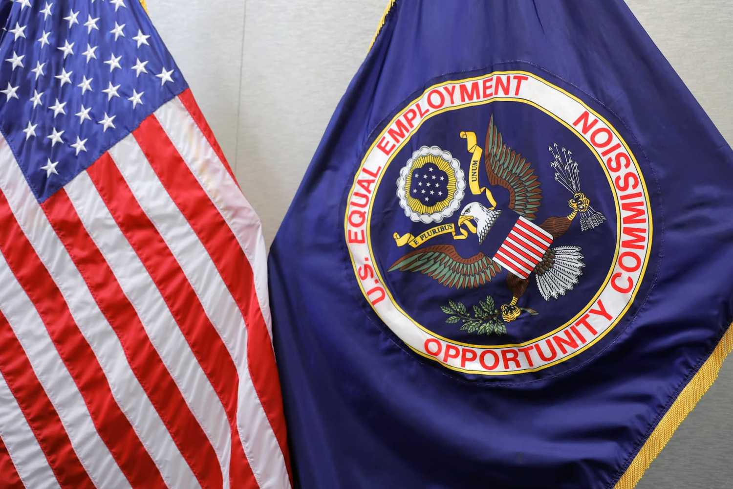 The seal of the The United States Equal Employment Opportunity Commission (EEOC) is seen at their headquarters in Washington, D.C., U.S., on May 14, 2021.