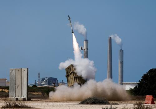 An Iron Dome anti-missile system fires an interceptor missile as a rocket is launched from the Gaza Strip toward Israel, at the sky near the Israel-Gaza border August 7, 2022.