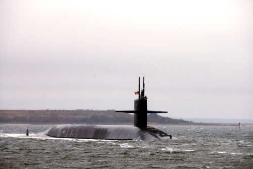 Handout photo dated January 11, 2010 shows the Ohio-class ballistic-missile submarine USS West Virginia (SSBN 736) departs Naval Submarine Base Kings Bay, GA, USA.