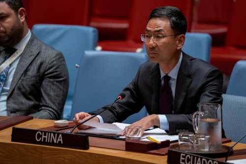 China's Deputy Permanent Representative to the United Nations (UN) Geng Shuang attends a United Nations Security Council meeting addressing the continuing war between Russia and Ukraine at the U.N. headquarters in New York City, U.S., August 30, 2024.