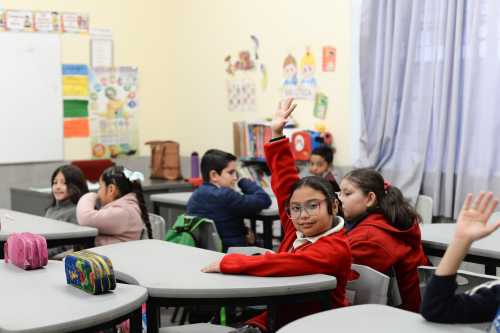 Basic Education students return to classes in Jalisco, Mexico on January 14, 2025. President Claudia Sheinbaum announced the plan to reorganize the 31 upper secondary education systems in the country to leave them in two. The project seeks to orient these systems towards two main models, the National General Baccalaureate and the General Technological Baccalaureate, both integrated into the National Technological Baccalaureate System.