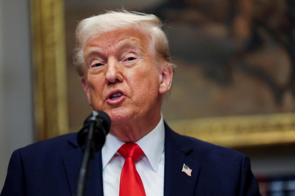 U.S. President Donald Trump makes an announcement about an investment from Taiwan Semiconductor Manufacturing Company (TSMC), in the Roosevelt Room at the White House in Washington, D.C., U.S., March 3, 2025.