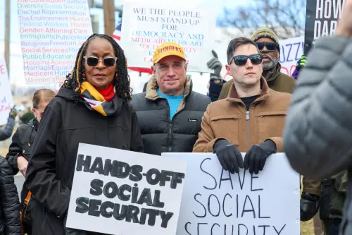 Elected Officials and constituents took to the streets to rally for protection against cuts in Medicare, Medicaid, and Social Security in Baltimore, Maryland on March 8, 2025.