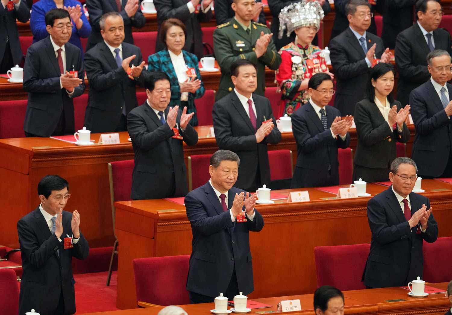 The National People's Congress of the People's Republic of China is held at the Great Hall of the People in Beijing, China on March 11, 2025. Chinese President Xi Jinping attends the congress, and the congress ends on the same day.