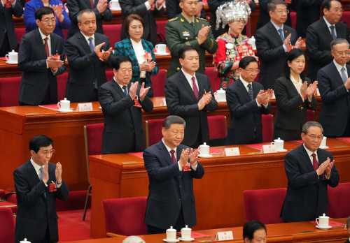 The National People's Congress of the People's Republic of China is held at the Great Hall of the People in Beijing, China on March 11, 2025. Chinese President Xi Jinping attends the congress, and the congress ends on the same day.
