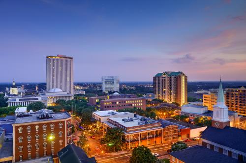Tallahassee, Florida, USA downtown skyline at dusk.