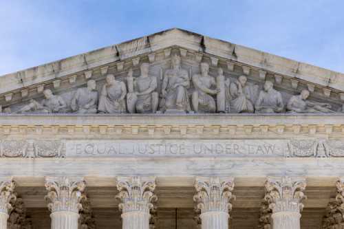 "Equal Justice Under Law," carved under the pediment of the United States Supreme Court building, Washington, D.C. REUTERS/Amanda Andrade-Rhoades
