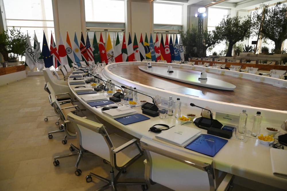 Working session on Artificial Intelligence (AI), Energy, Africa and Mediterranean at the Summit G7 in Borgo Egnaza, Italy, on June 14, 2024.