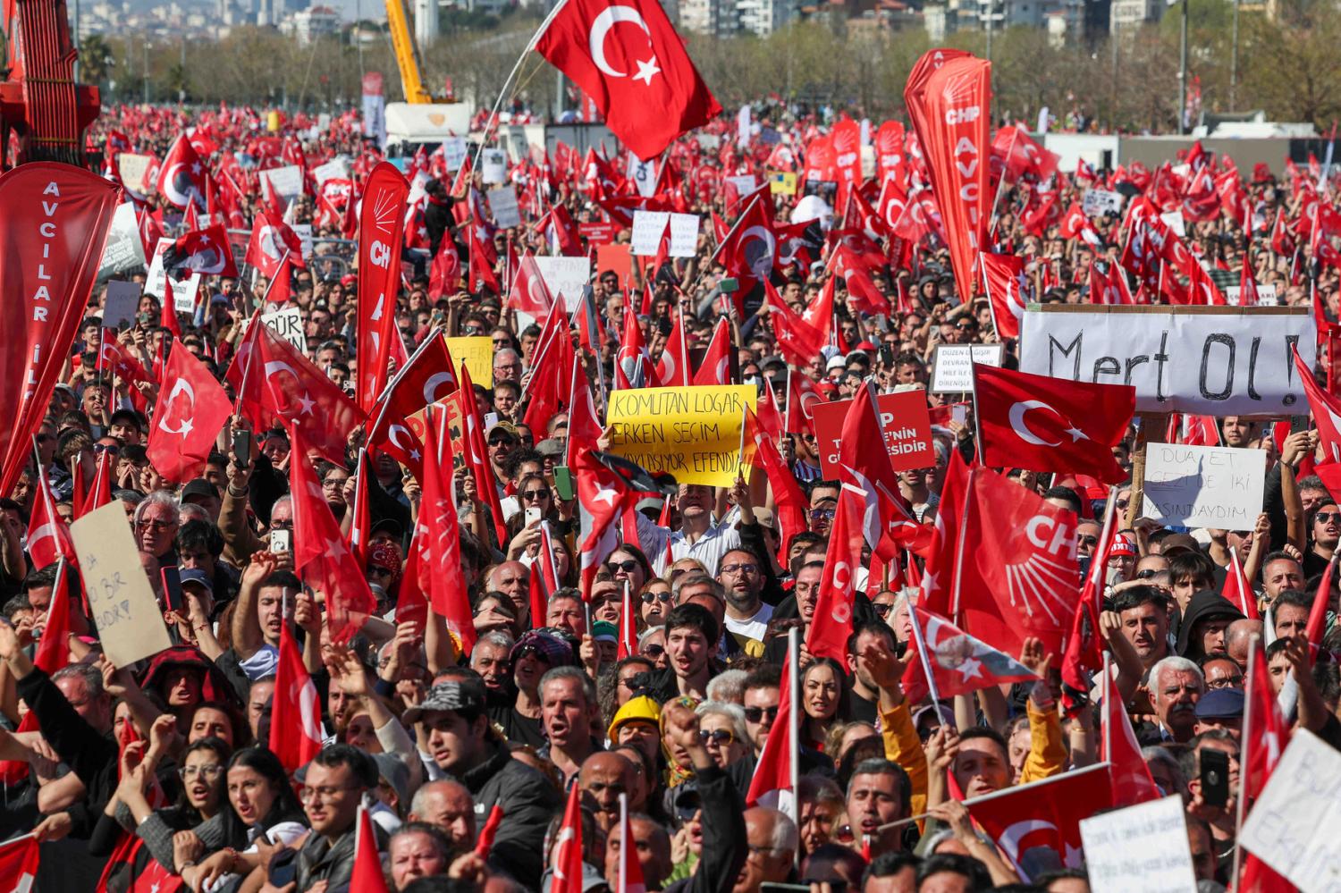 People attended the "Freedom Rally for Our Presidential Candidate Ekrem İmamoğlu" organized by Turkey's main opposition party, the Republican People's Party, in Istanbul, Turkey, on March 29, 2025.