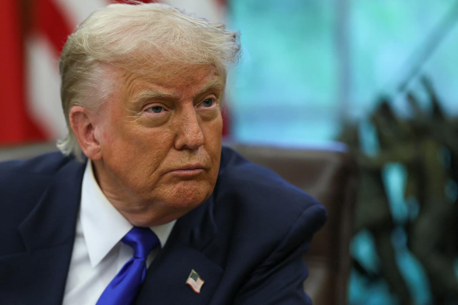 U.S. President Donald Trump looks on as he signs executive orders and proclamations in the Oval Office at the White House, in Washington, D.C., U.S., on May 5, 2025. REUTERS/Leah Millis
