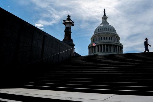 A person walks near the Capitol on in Washington, D.C., U.S., on May 19, 2025.