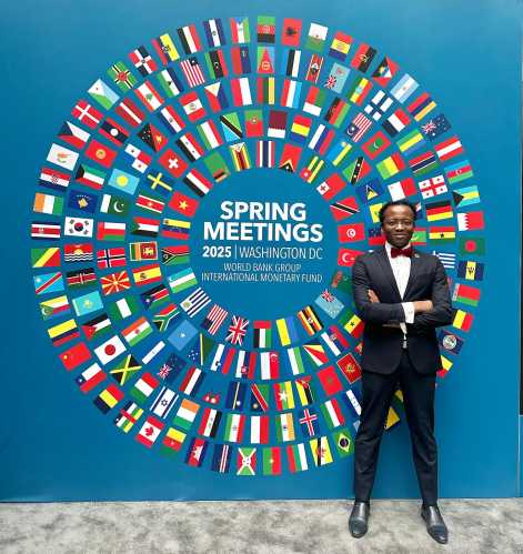 Brookings Senior Fellow Landry Signé, host of Foresight Africa podcast, at the World Bank/IMF Spring Meetings in Washington