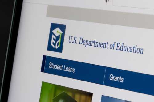 Website homepage of the U.S. Department of Education is seen on a laptop computer on May 4, 2022.