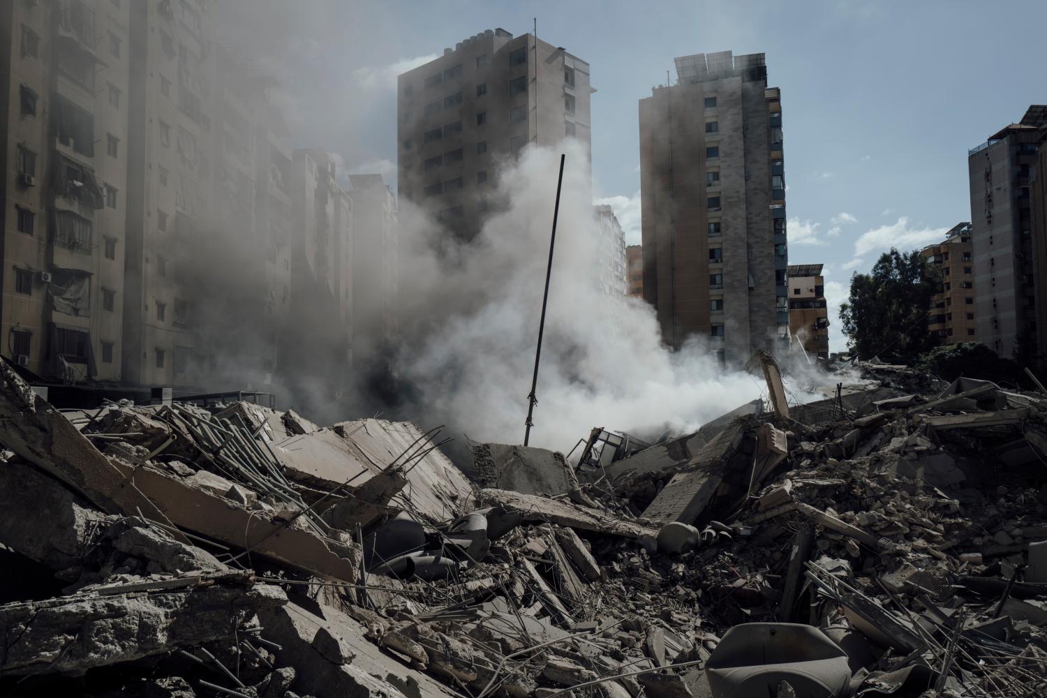 The ruins of a building destroyed by the Israeli army in the Dahieh district, Hezbollah stronghold in Beirut.